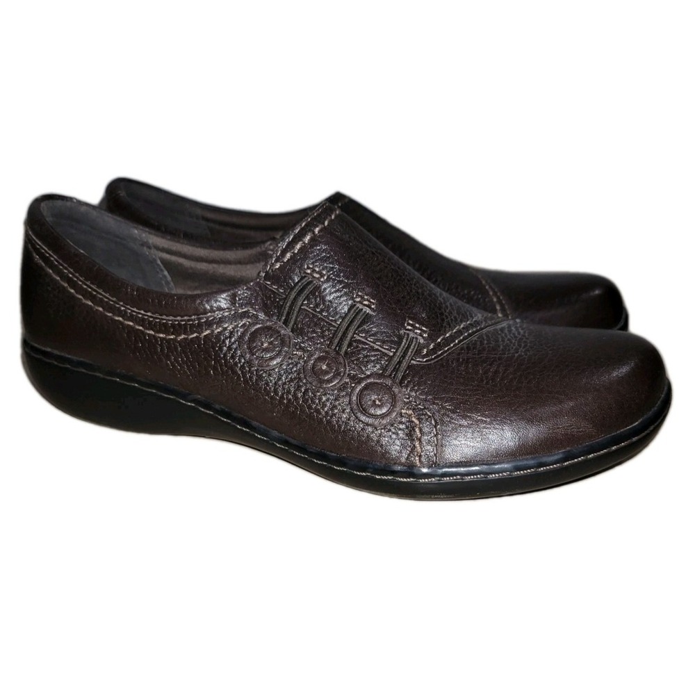 Clarks Bendables Women's 9Mβ Ashland Effie Leather Loafers Brown Slip On